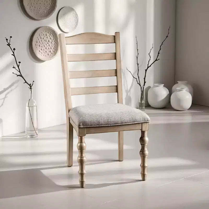 Royal Hampton Dining Side Chair Set of 2, Turned Legs, Light Brown Solid Wood