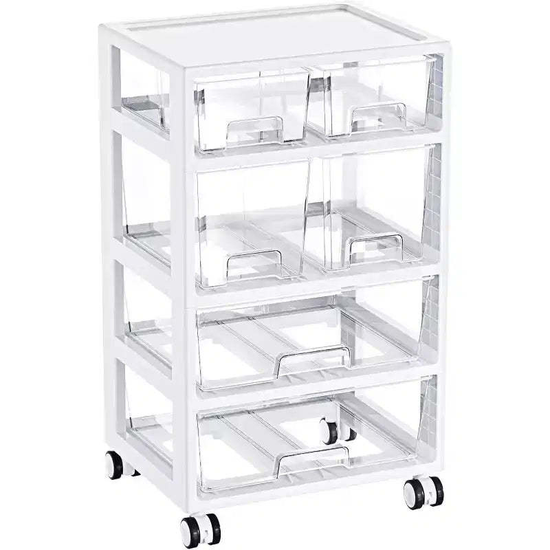 Vtopmart 1 pack 4 layers 6 drawers transparent practical plastic drawer storage cart