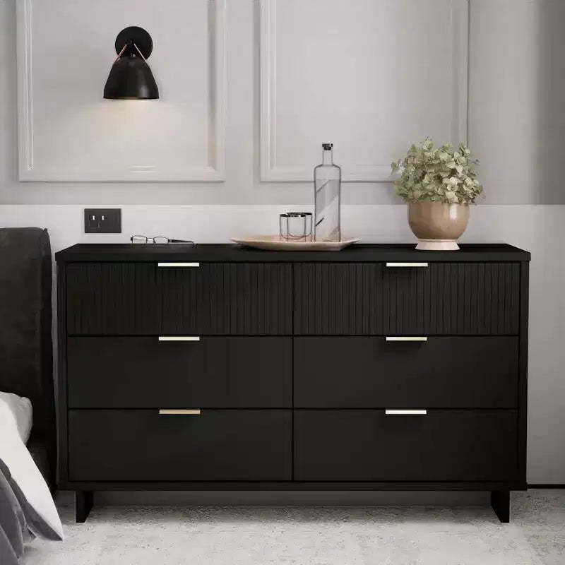 GDFStudio Biljon 55 Modern Glam Double Wide Dresser with 6 Drawers