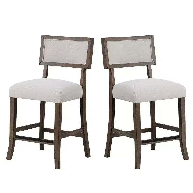 Royal Hampton Counter Stool Chair Set of 2, Dark Walnut Brown, Gray Seat