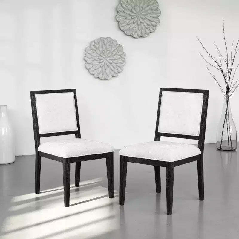 Royal Hampton Dining Side Chair Set of 2, Farmhouse Legs, Black Rubberwood