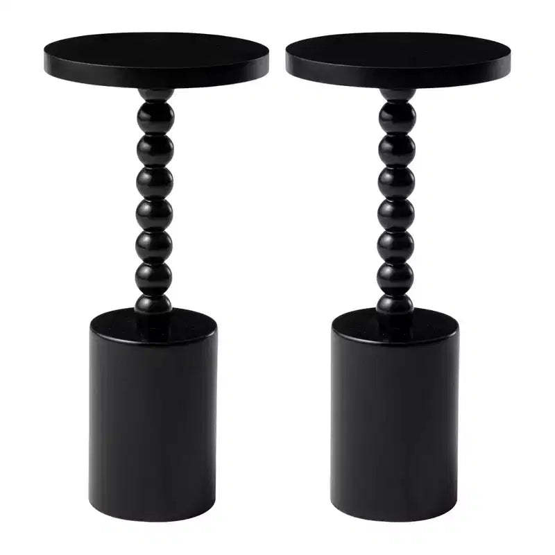 COZAYH Farmhouse Pedestal Side Table for Living Room & Bedrooms, Black, Set of 2