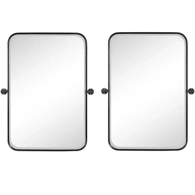 HomeRoots Set of Two 32 Black Metal Framed Accent Mirrors