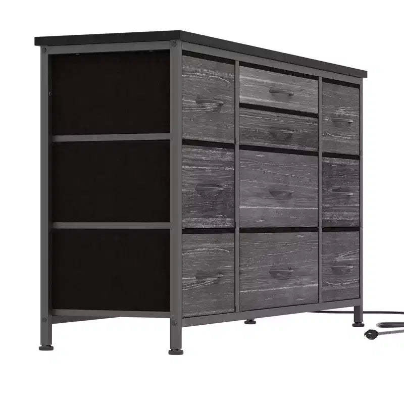10 Drawer Dresser Tv Stand 55 ,47 Wide Fabric Dresser with Power Outlets,Sturdy Steel Frame Large Bedroom Entertainment Center for Living Room