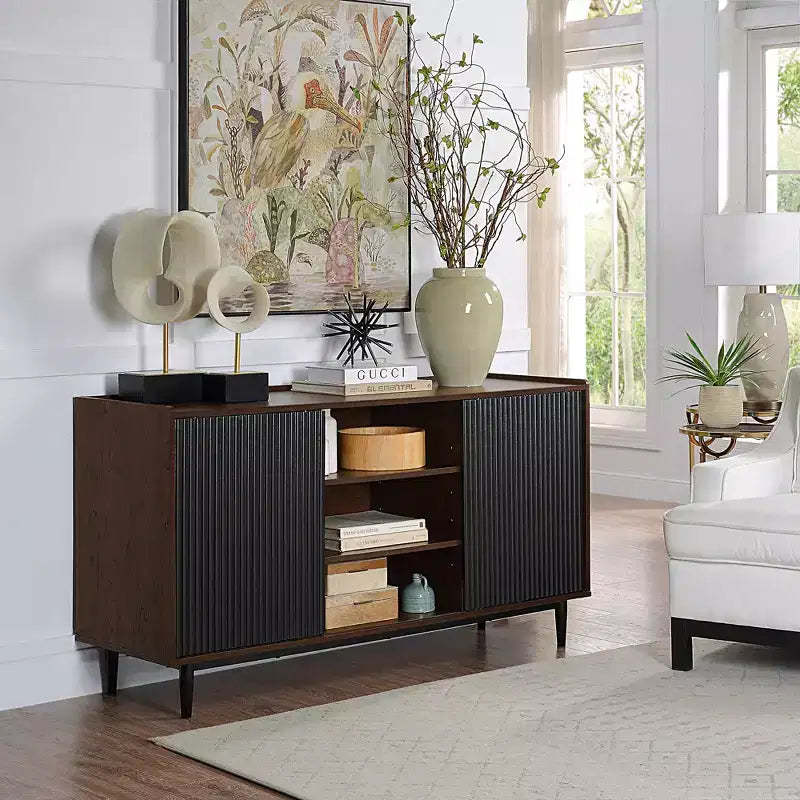 GDFStudio Duane 59 Mid-Century Modern 2-Door Sideboard Buffet with Metal Legs