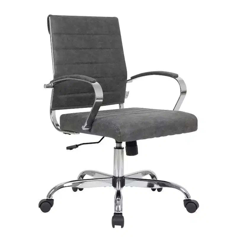 HomeStock 38.6 in.H Fixed Height Black Faux Leather Seat Material with Casters/Wheels Office Chairs