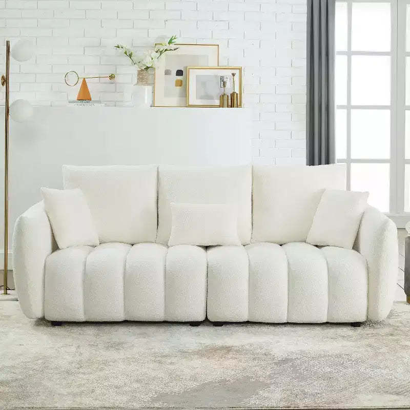 Christopher Knight Home Lucy 82 Teddy Wood Frame 3-Seater Sofa