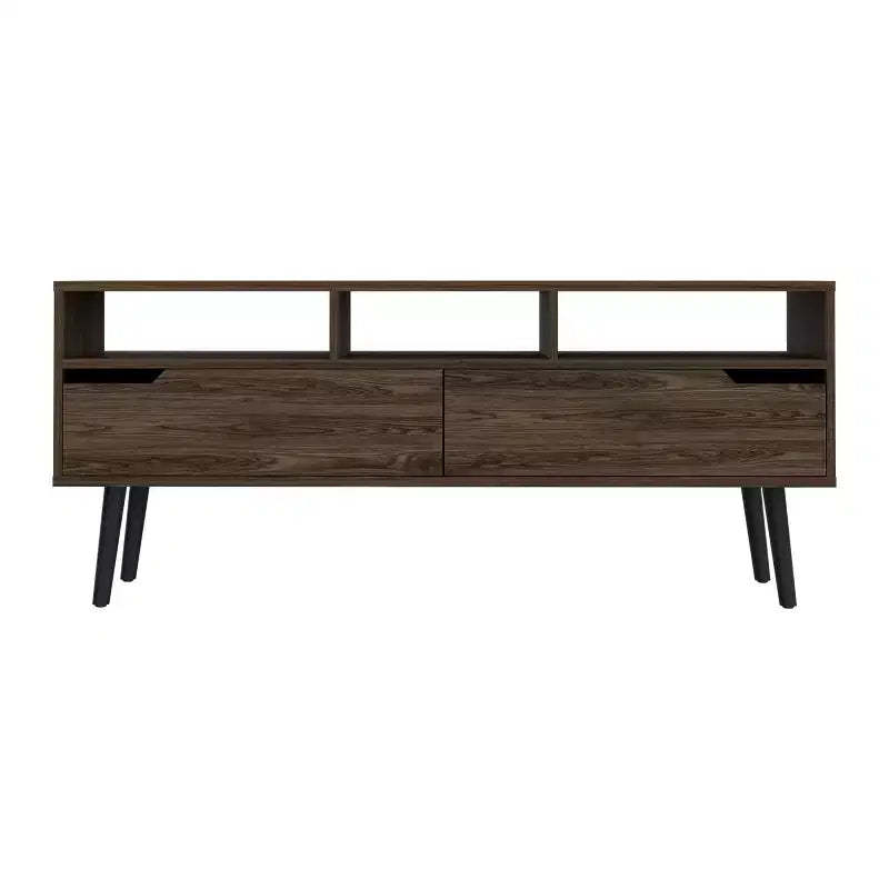 TV Storage Stand for 60-Inch TVs - 56 Console with 3 Open Shelves & 2 Internal Shelves