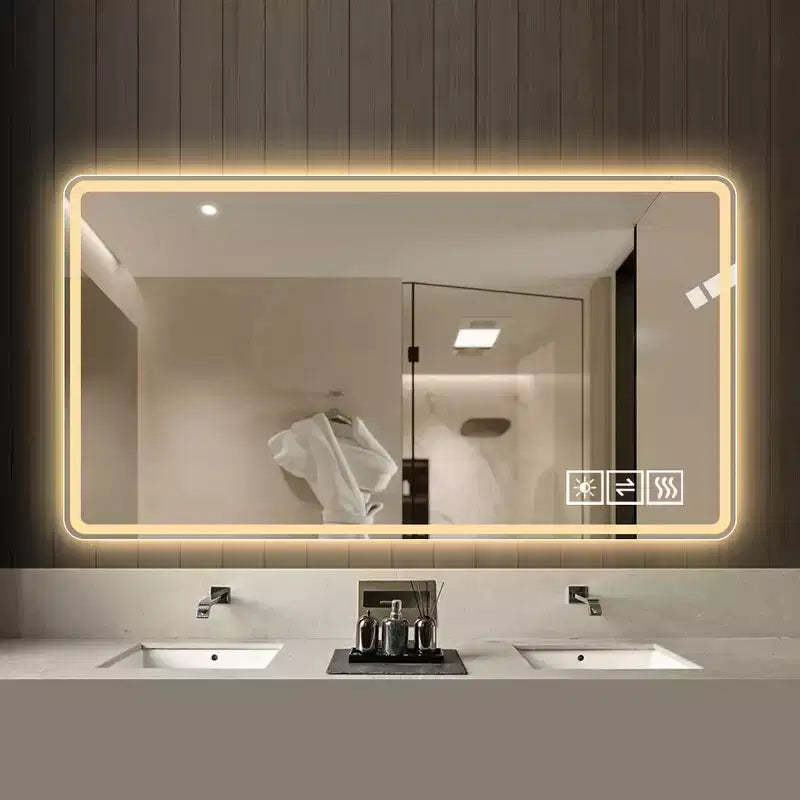 GDFStudio Brin Modern 48 Anti-Fog Lighted Bathroom Mirrors with 3 Colors and 5 Level Dimmable