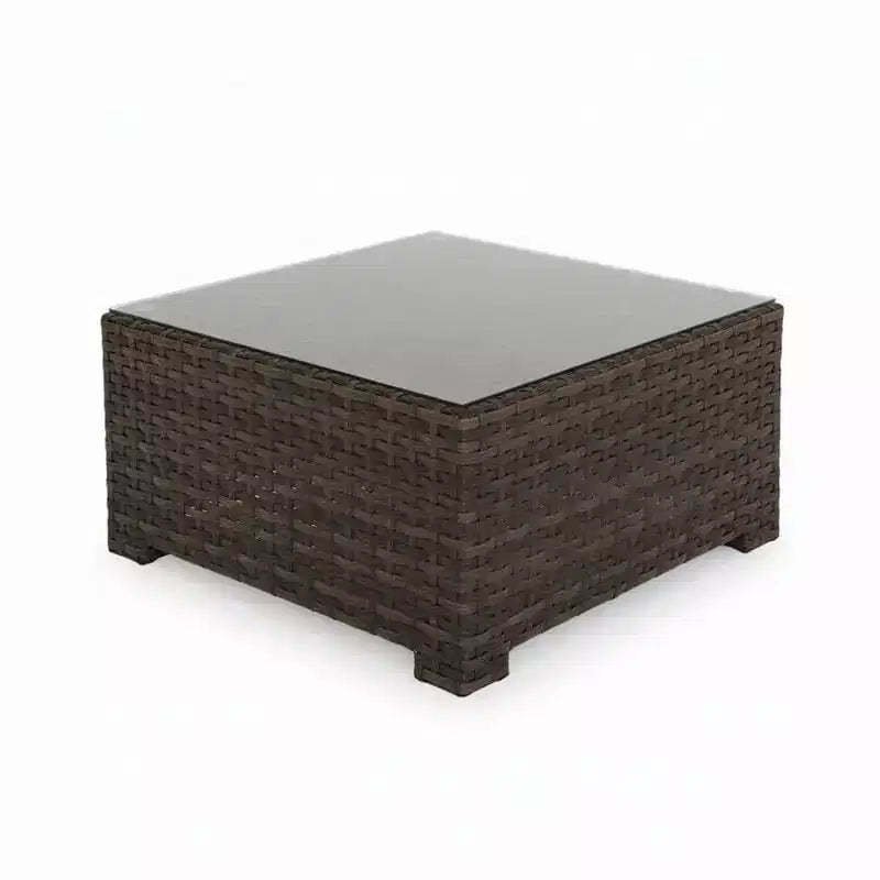 Covers&All Lakeside 32 in Sq Coffee Table, Aspen Wicker w / Glass Top