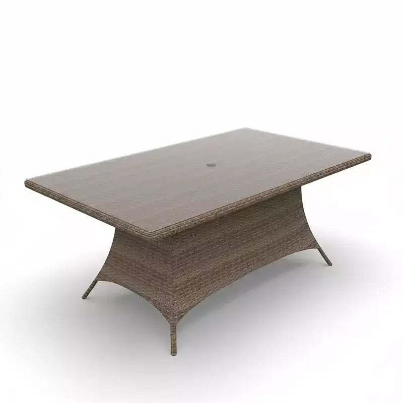 Covers&All Universal 72 in L Rectangle Dining Table Top, Oyster Wicker, Glass & Umbrella Hole