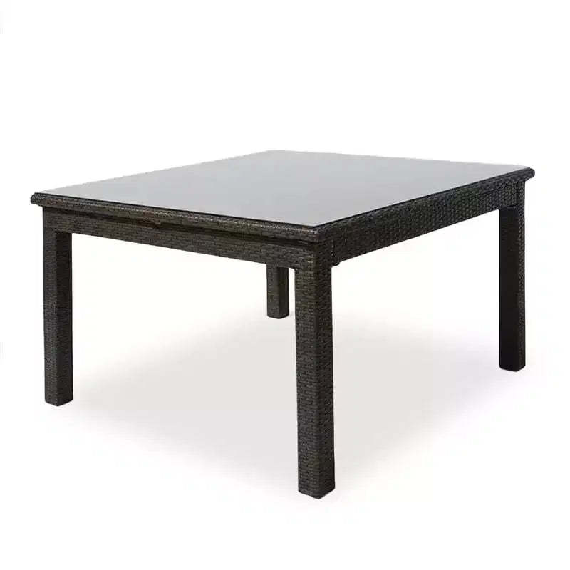 Covers&All Cabo 60 in Square Dining Table, Jacobean Flat Wicker w / Glass Top