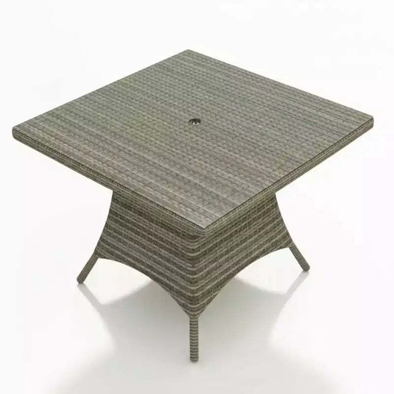 Covers&All Universal 48 in Sq Dining Table, Willow Thick Wicker w / Glass Top