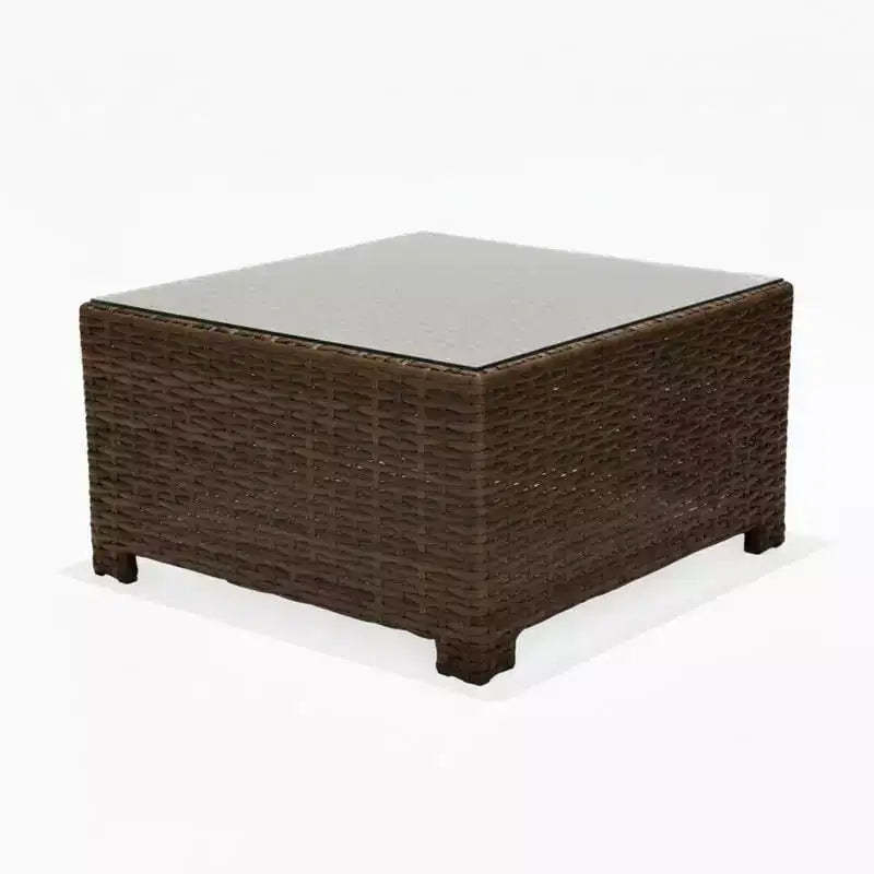 Covers&All Bellanova 32 in Square Coffee Table, Aspen Wicker w / Glass Top
