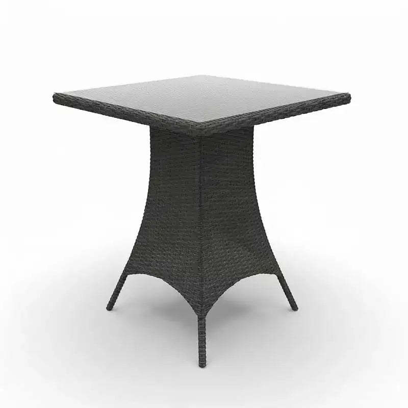 Covers&All Universal 36 in Sq Bar Height Table, Charcoal Wicker w / Glass Top