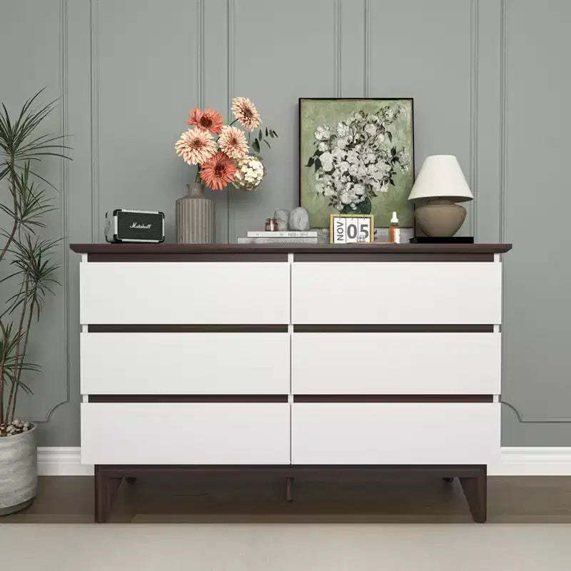 GDFStudio Silas 47 Modern Wooden Storage Dresser with 6 Drawers