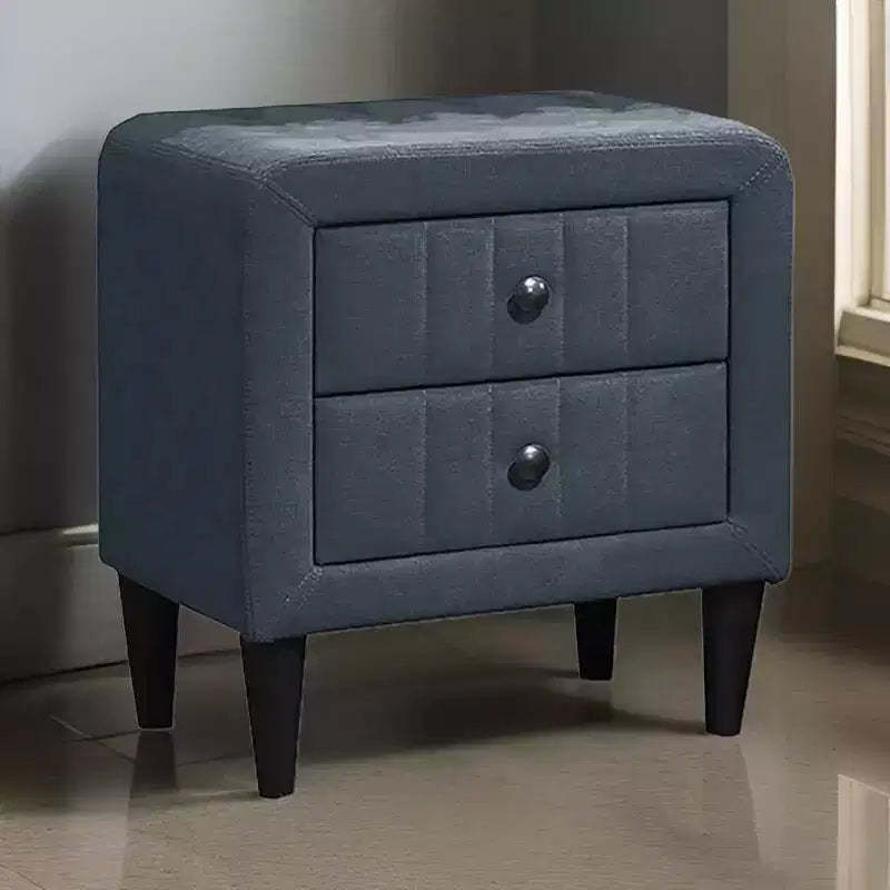 Royal Hampton Nightstand, 2 Drawers, 22 Inch Upholstered in Charcoal Gray Linen