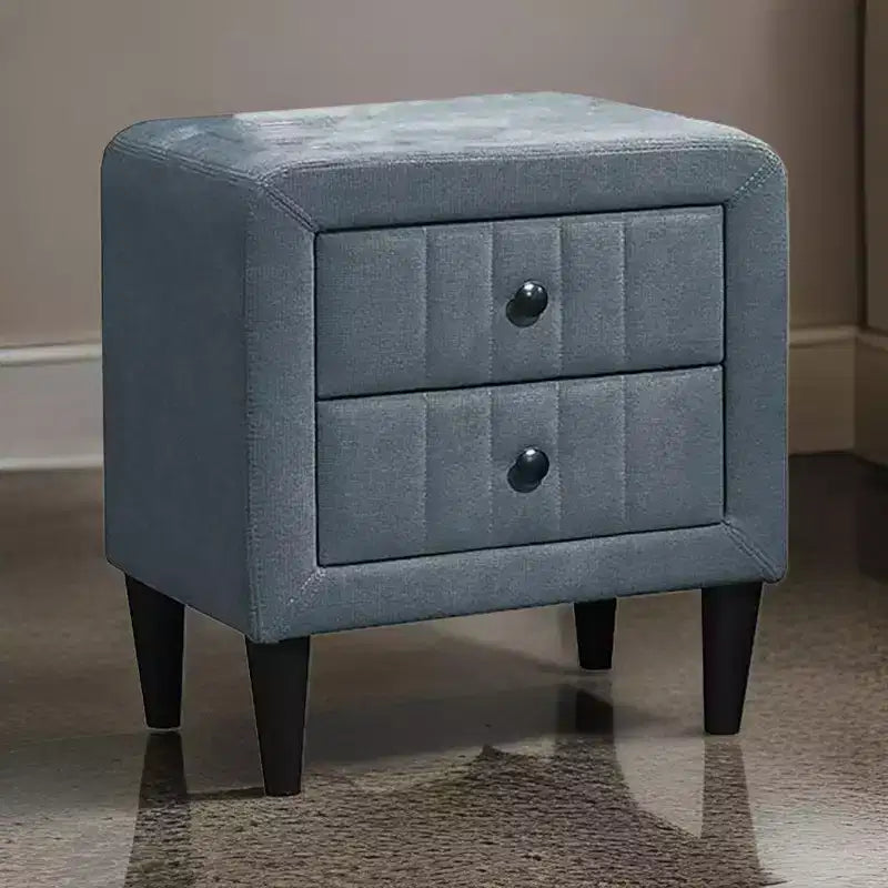 Royal Hampton Nightstand, 2 Drawer, 22 Inch Slate Gray Brushed Linen Upholstery