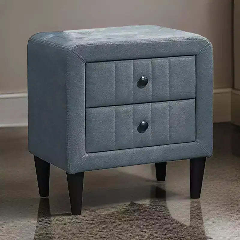 Royal Hampton Nightstand, 2 Drawer, 22 Inch Slate Gray Brushed Linen Upholstery