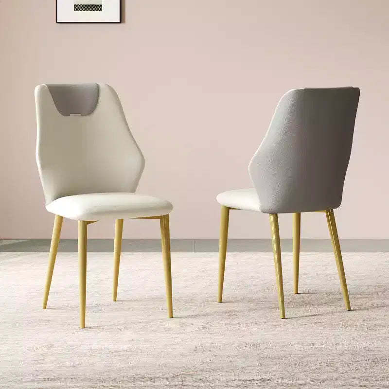Zeus & Ruta Set of 2 Dining Chairs with High-Quality PU Leather Seats, Gold-Plated Carbon Steel Legs & Ergonomic Backrests