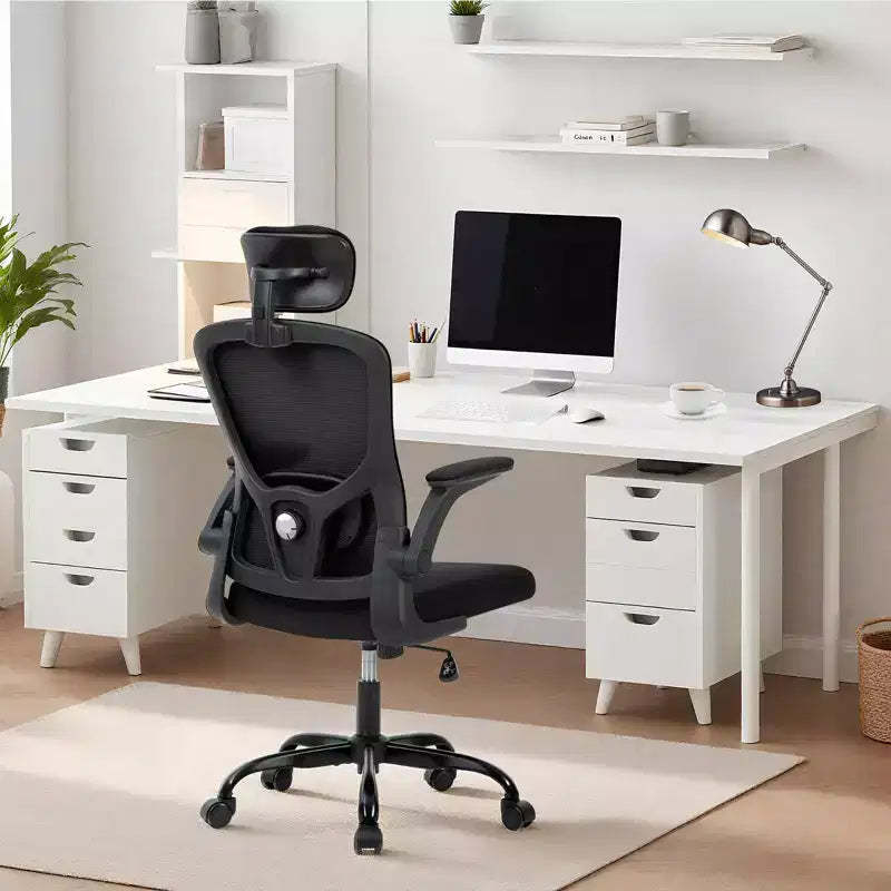 Office Computer Chair with Headrest, Mesh Home Office Chair with Adjustable Back Support & Armrest, High Back Ergonomic Rolling Work Chair for Study