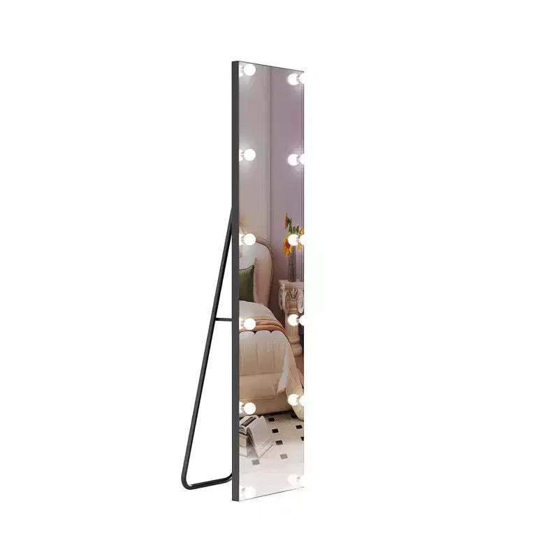 Right-angle full-length mirror with stand, floor mirror, aluminum alloy frame, can be installed upright or wall-mounted.
