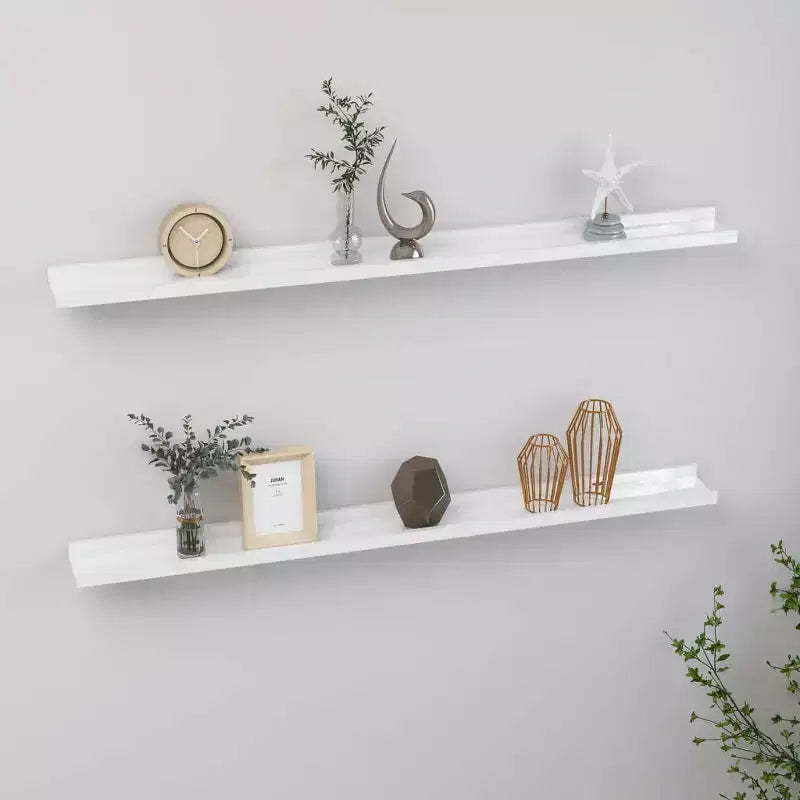 Wall Shelf Set of 2 High gloss white MDF Medium Wall mounting