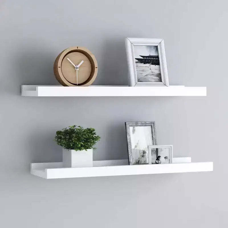 Frame Ledge Shelf Set of 2 White MDF 23.6 in x 3.5 in x 1.2 in