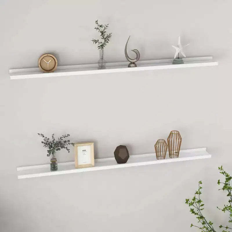 Wall Shelf Set of 2 White MDF 45.3 x 3.5 x 1.2 in Wall mounting