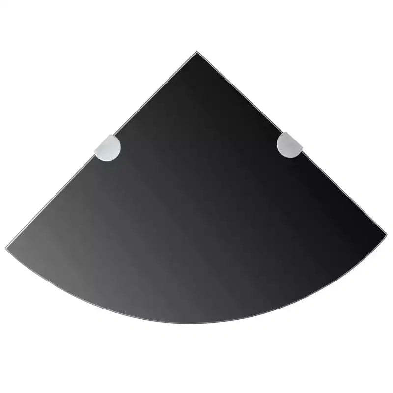 Corner Shelf Set of 2 Black Tempered safety glass 9.8x9.8 in