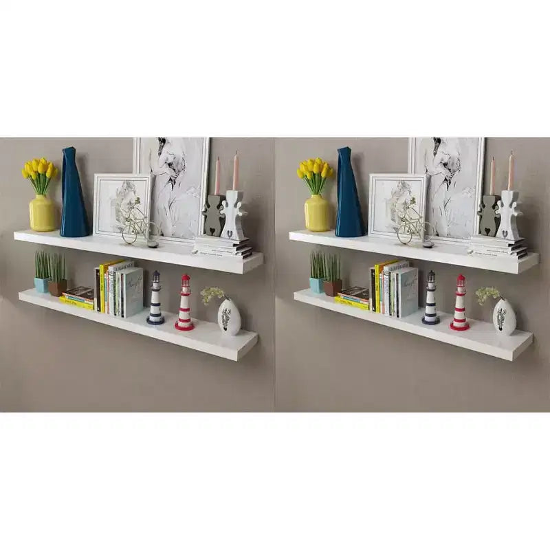 Wall Rack Set of 4 White MDF 47.2 in long Wall Mounted