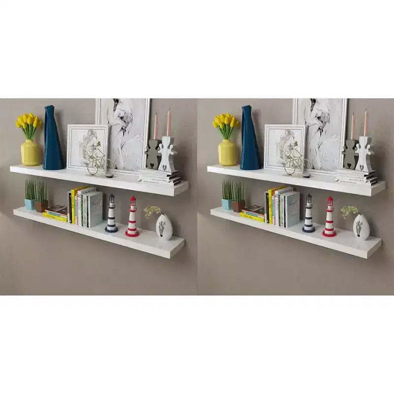 Wall Rack Set of 4 White MDF 47.2 in long Wall Mounted