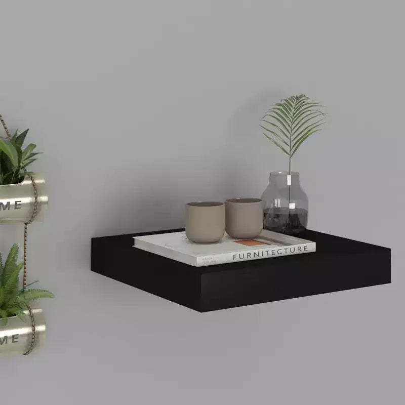 Wall Shelf Black Honeycomb MDF, Metal Small Wall mounting