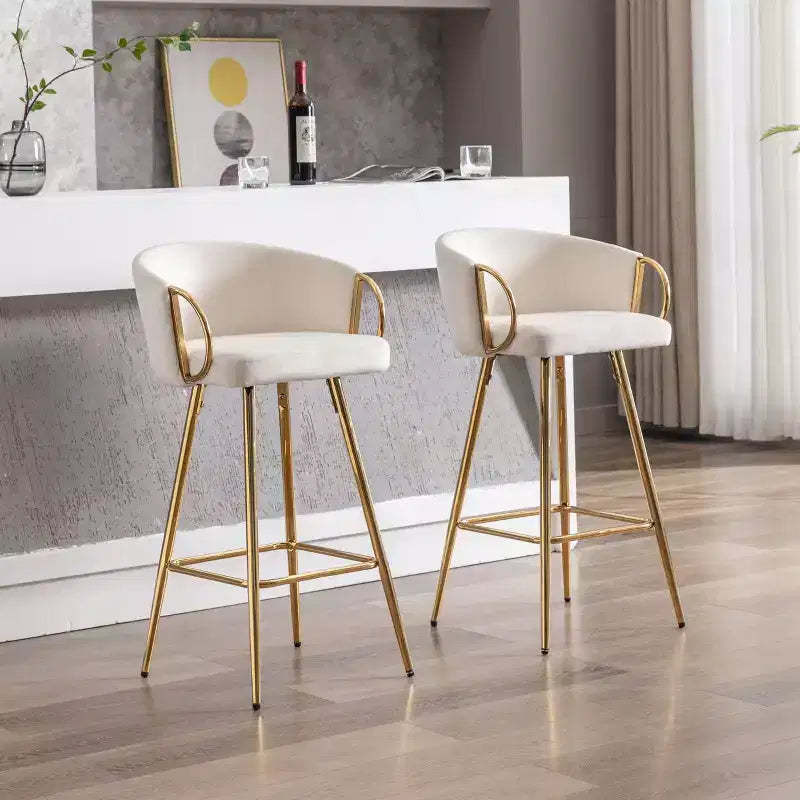 Okak 30 Inch Bar Stools Counter Height Set of 2, Upholstery Barstools with Chrome Footrest&Velvet Backrest, Bar Chairs for Kitchen