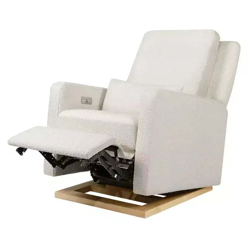 Babyletto Sigi Electronic Recliner and Glider with USB Port | Light Wood Base