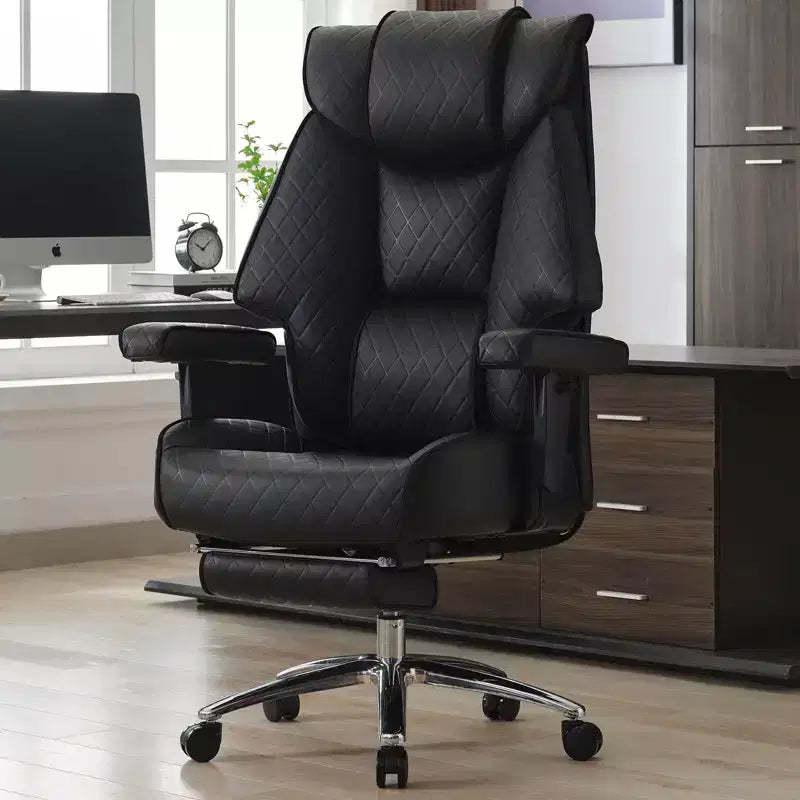 Big and Tall Office Chair with Footrest, PU Leather High Back Executive Office Chair 400lbs, Ergonomic Computer Chairs Lumbar Support (Black)