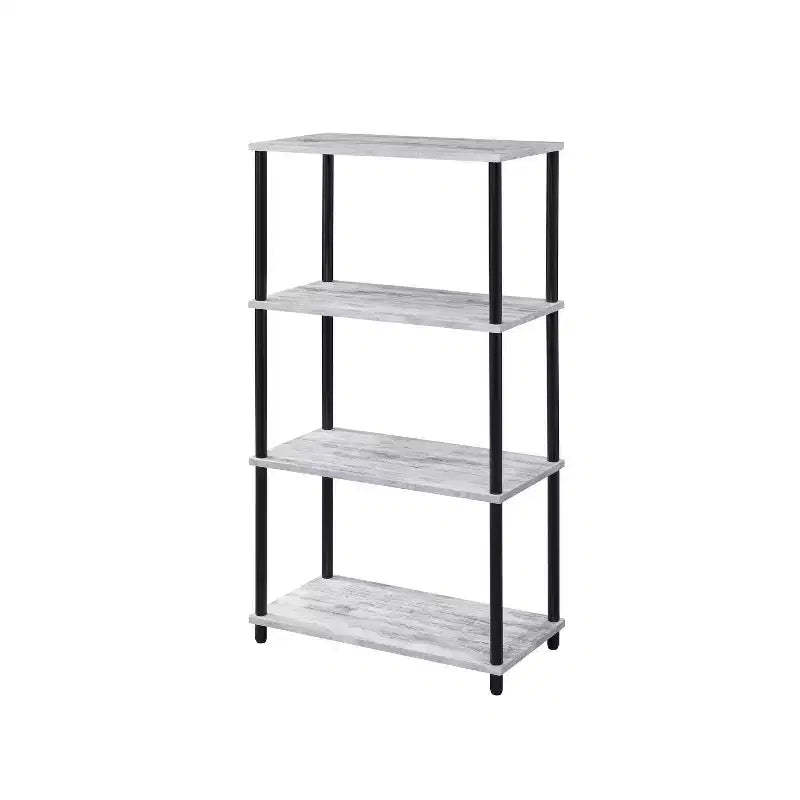 HomeStock 34 H. White Plastic Corner Shelves 3 with Tier Shelves
