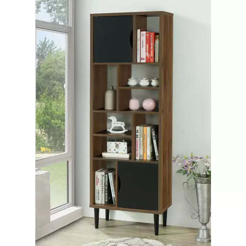 HomeStock 71.0999999999999 H. Black Manufactured wood Vertical Bookshelves 5 with Tier Shelves