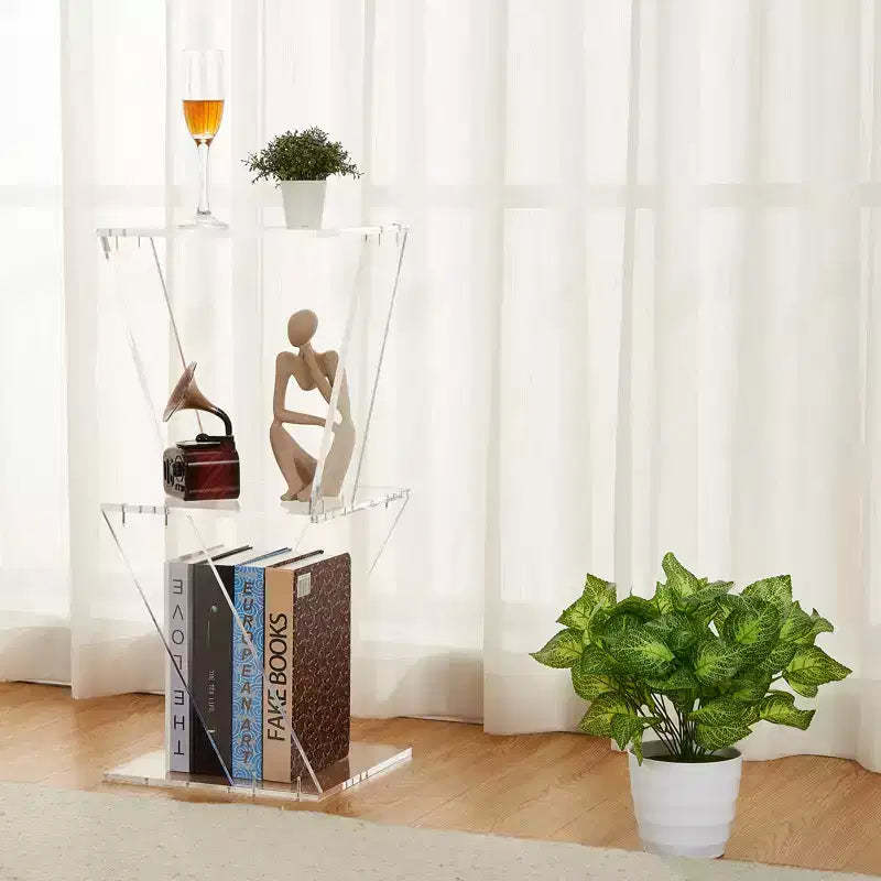 Acrylic Bookshelf,3-Tier Tree Design, Clear Bookcase for Living Room, Office, Bedroom Display Organizer