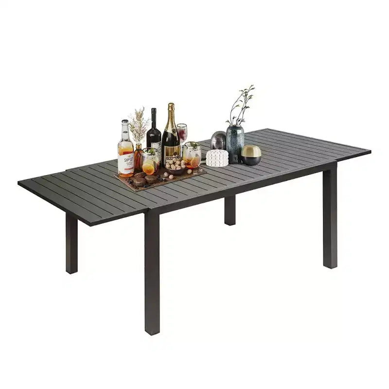 Extendable Aluminum Garden Dining Table - Seats 6-8 for Lawn, Porch & Bistro