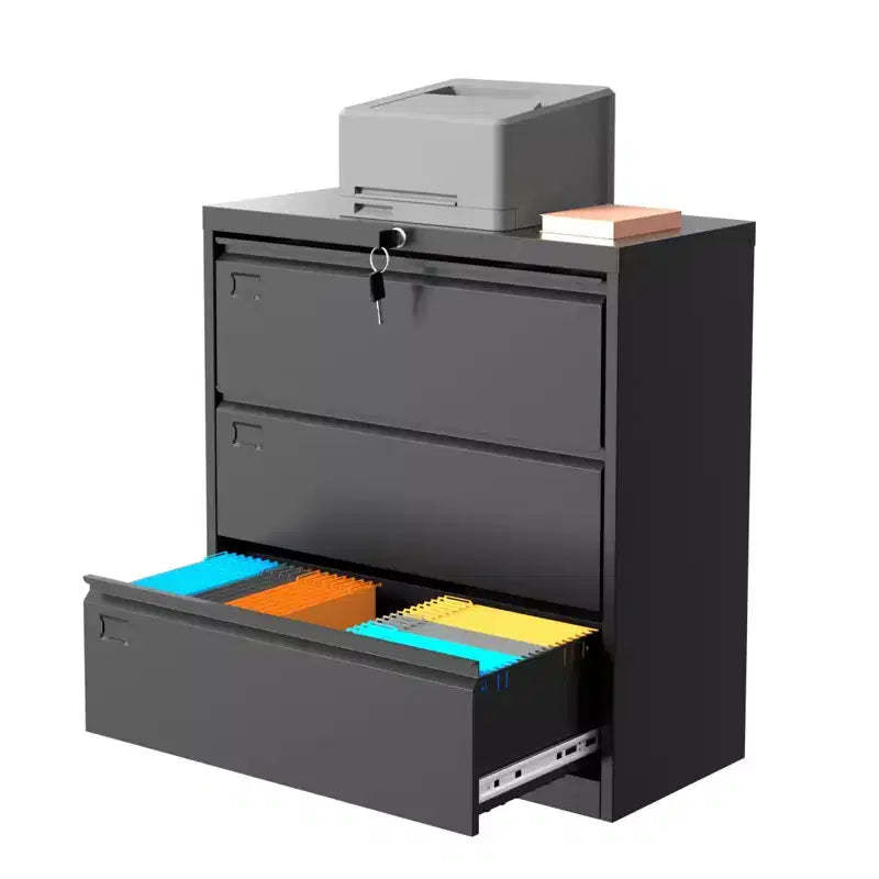 1 Cold Rolled Steel 40Inch Height 3 Drawers Metal File Cabinet [3 Drawers Standard Lateral Filing Cabinet] Steel Plate With Coating