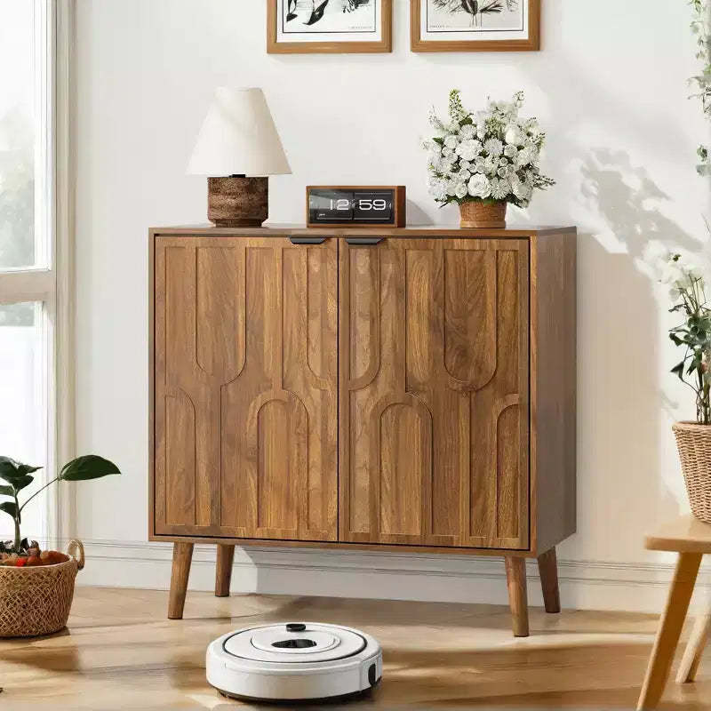 GDFStudio Nilah Farmhouse 31.50'' Paper Clip Storage Cabinet with 2 Doors and Adjustable Shelf