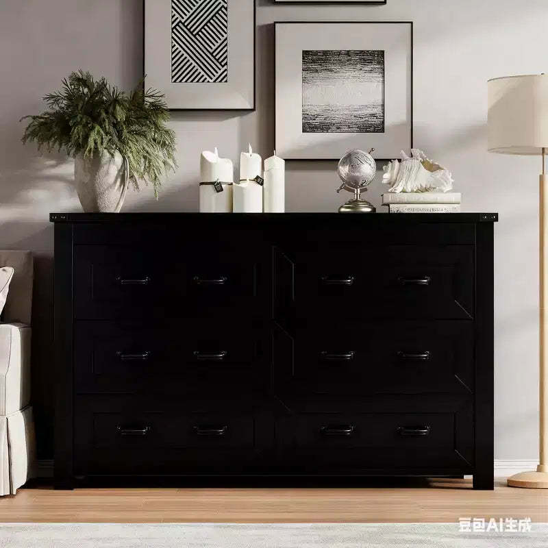 6-Drawer Dresser for Bedroom, Chest of Drawers with Ample Storage, Modern Farmhouse-Style Wooden Dresser for Bedroom, Hallway, Entryway, Closet