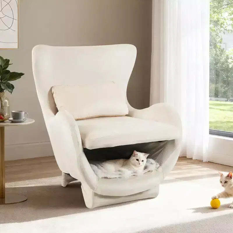 Bestier Accent Chair with Pet Friendly Space, 2 in 1 Velvet Lounge Chair, Upholstered Back Leisure Single Sofa Chair for Living Room Office