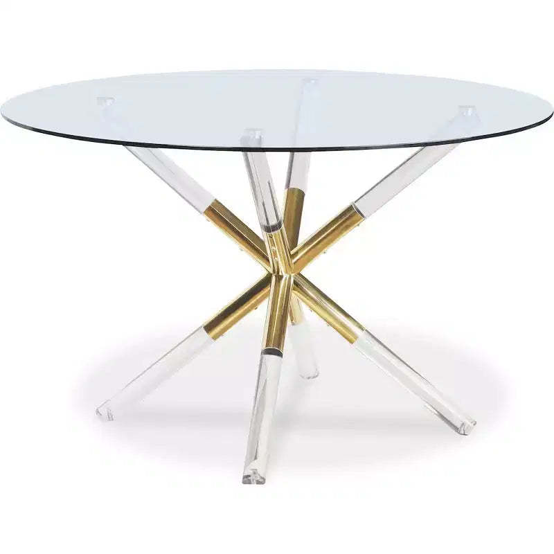 Meridian Furniture,Mercury Acrylic/Gold Dining Table