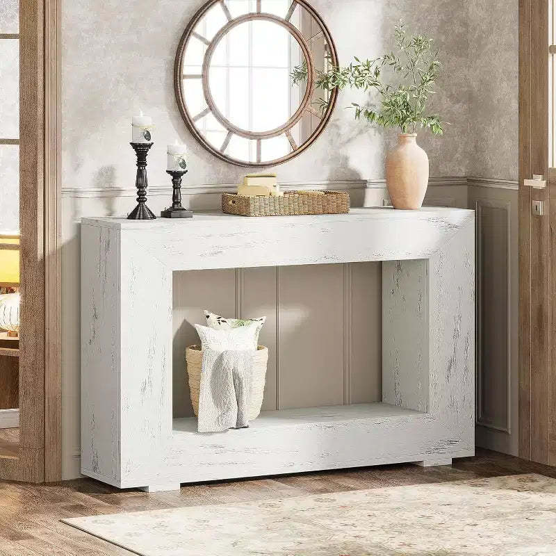 Lantine Farmhouse Console Table, 47 Inches Entryway Console Table with Storage, Industrial Hallway Accent Table for Living Room, Entrance