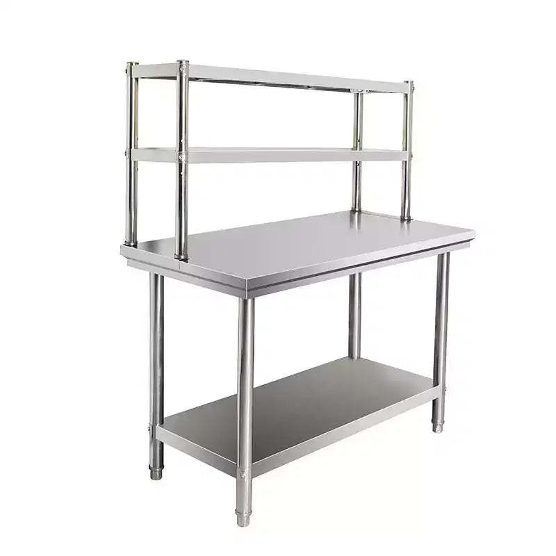 60 * 24 Stainless Steel Kitchen Worktable with 3-Tier Shelf  Heavy-Duty Prep Station for Microwave, Cookware & Kitchen Supplies Storage