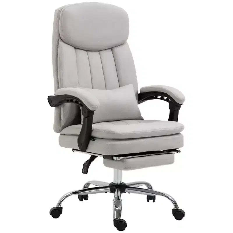 Executive Office Chair with Vibration Massage, Microfibre Swivel Desk Chair, Heated Reclining Computer Chair with Lumbar Support Pillow, Footrest