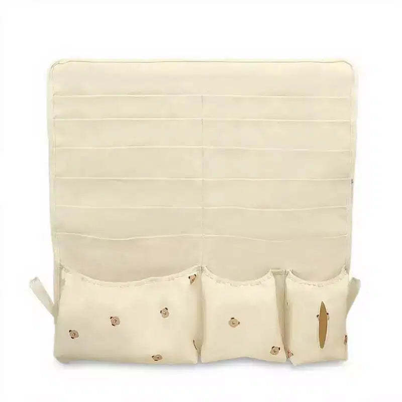Alilang Hanging Organizer with Multi-Pocket Storage and Cute Pattern Accents 11x10in - Light Beige