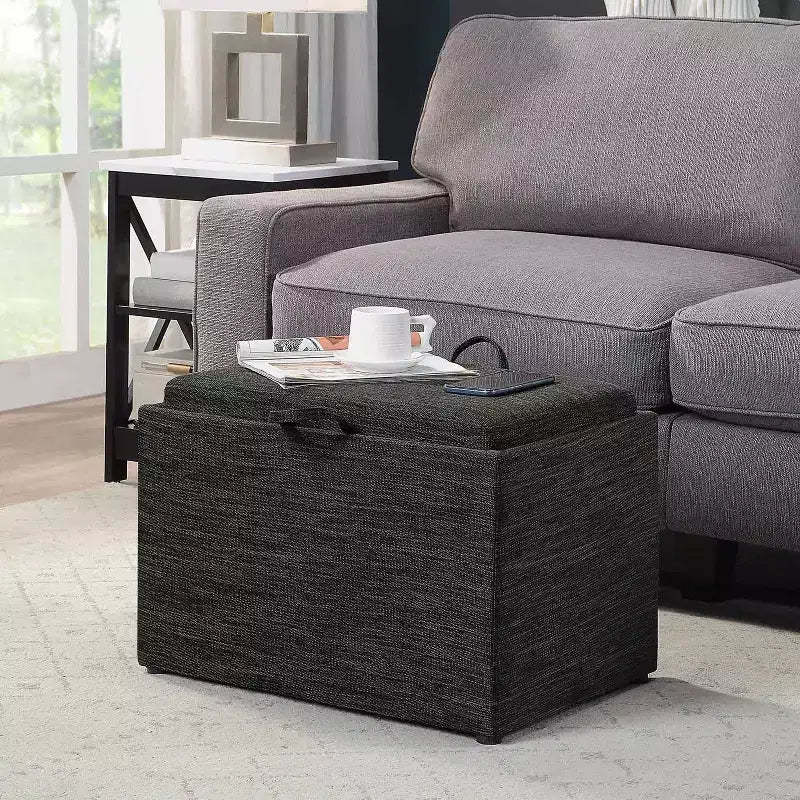 HomeStock Comfort Accent Storage Ottoman with Reversible Tray